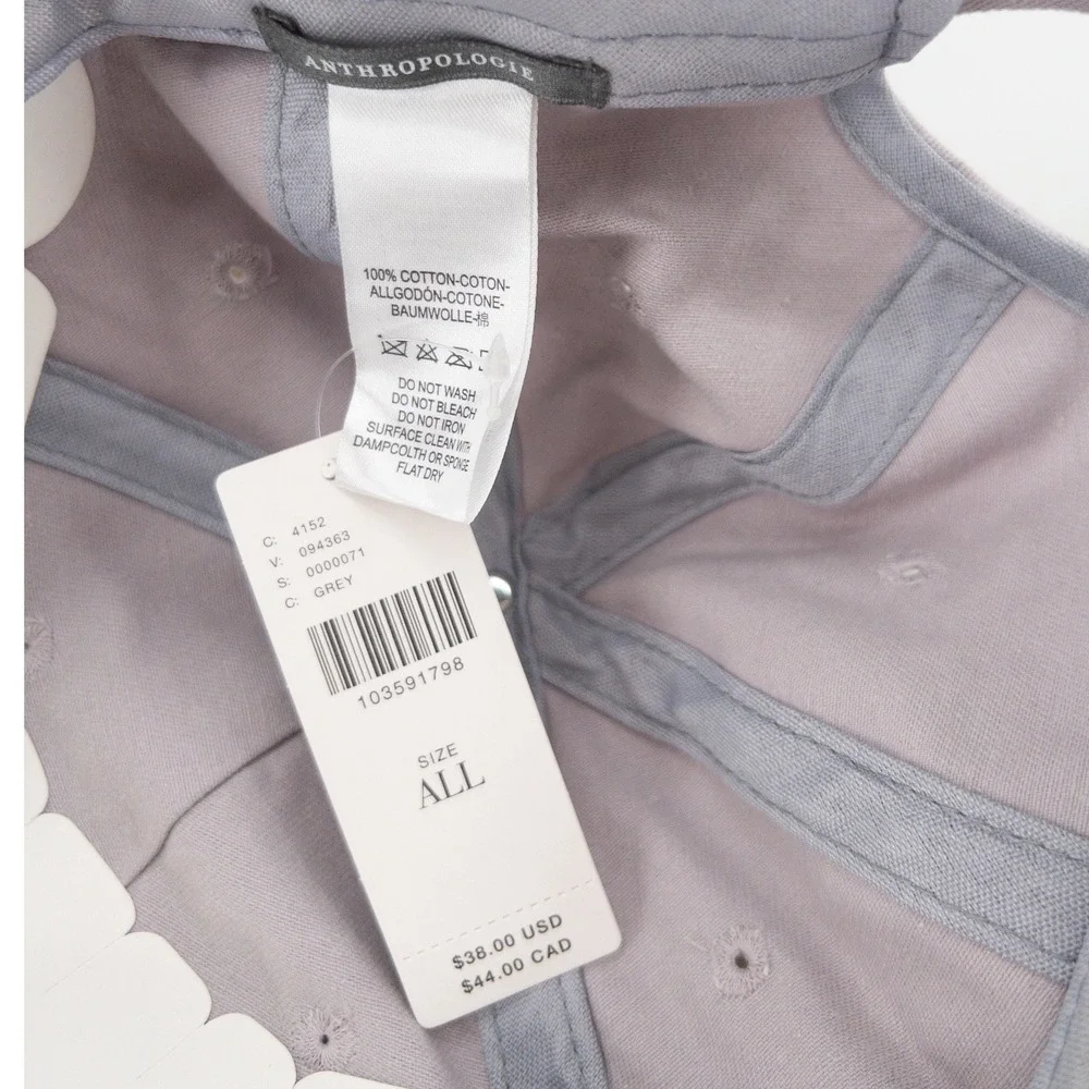 Anthropologie Varsity Club 1959 Patch Grey Baseball‎ Cap Hat 100% Cotton NWT
